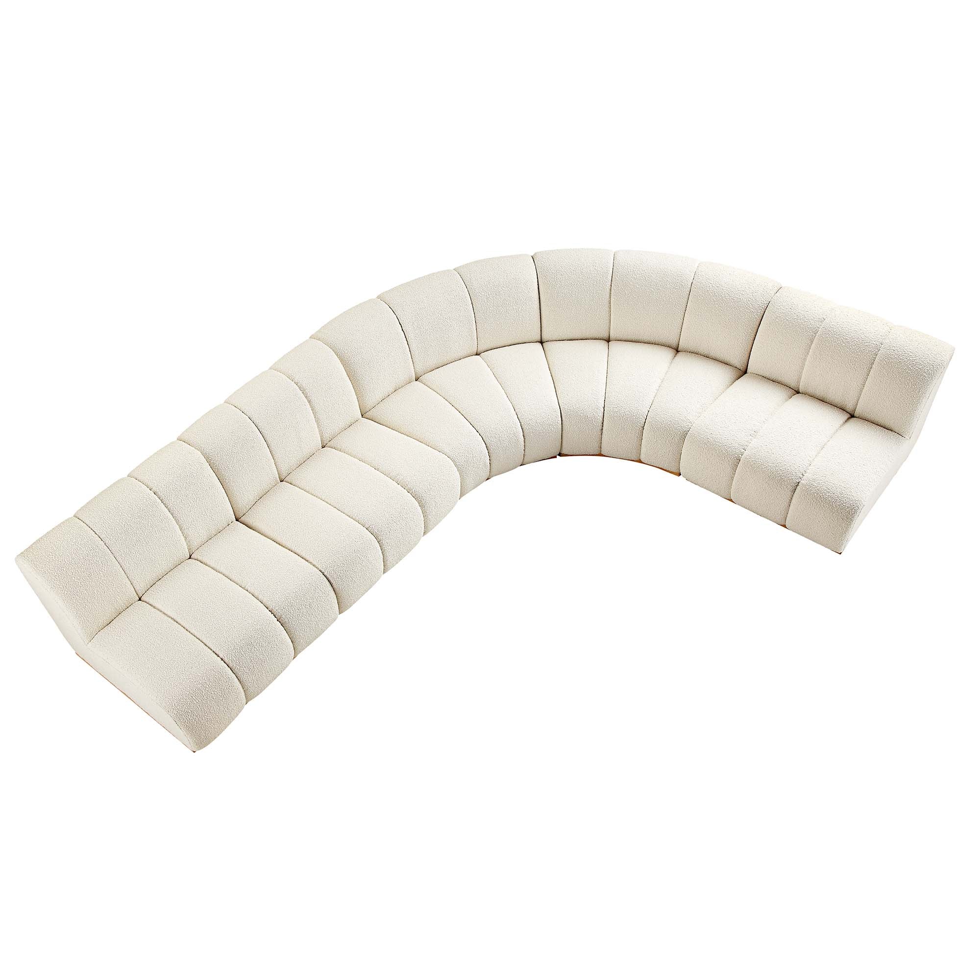 Granvia Ecru Boucle Sectional Sofa, 5-Seater Grand L-Shaped Sofa