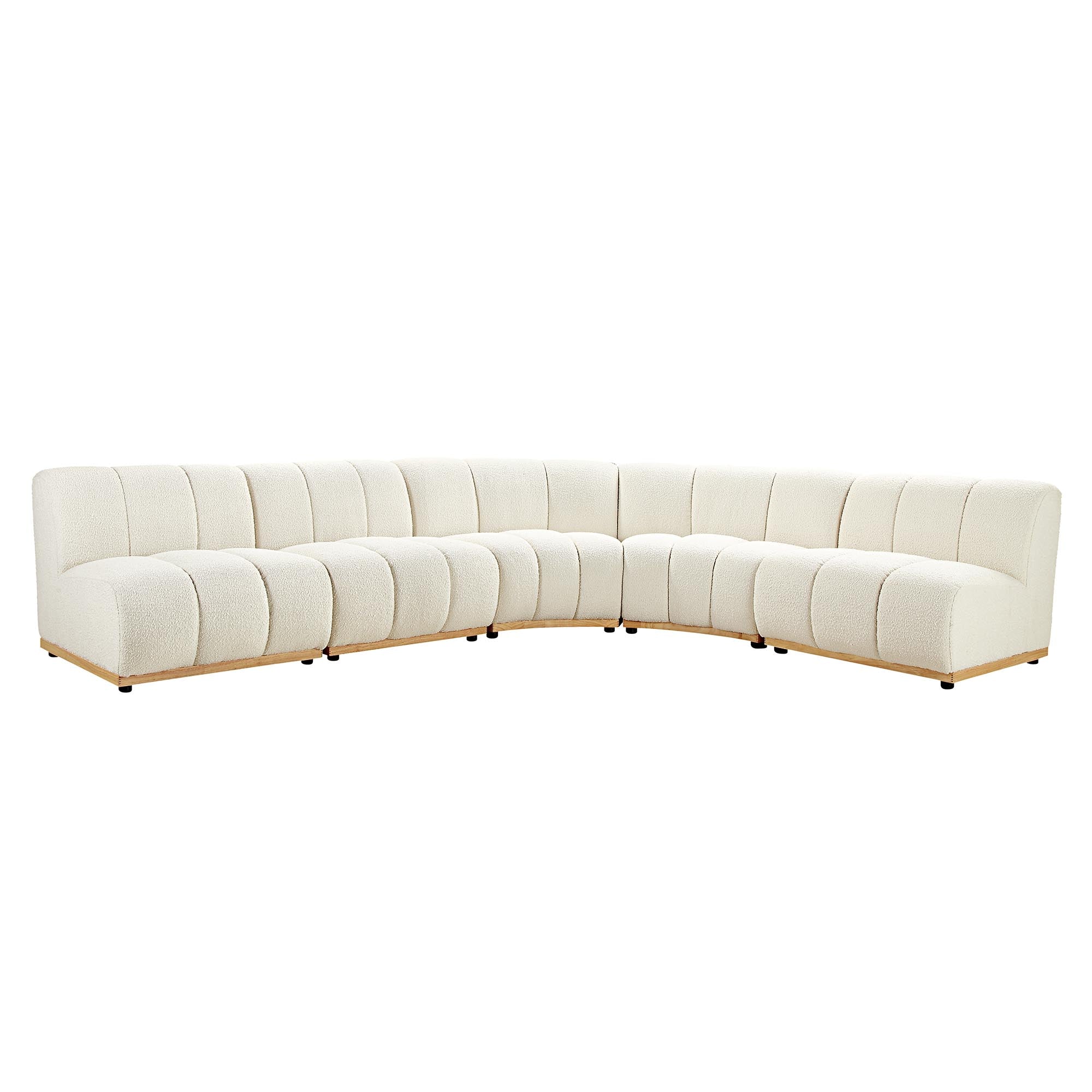 Granvia Ecru Boucle Sectional Sofa, 5-Seater Grand L-Shaped Sofa
