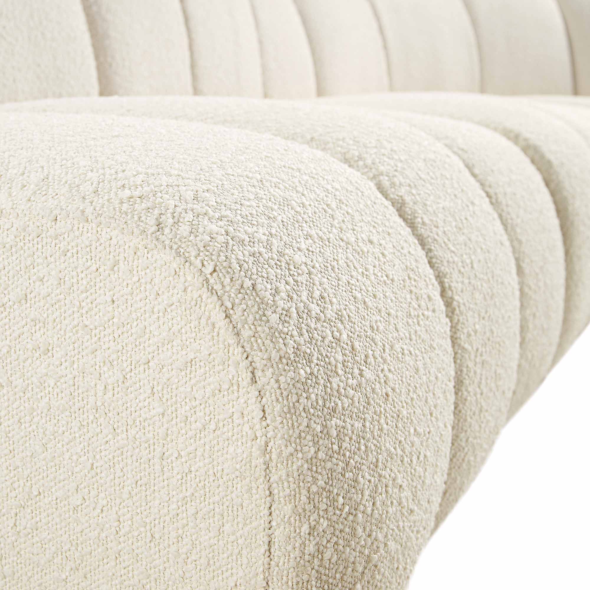 Granvia Ecru Boucle Sectional Sofa, 5-Seater Grand L-Shaped Sofa