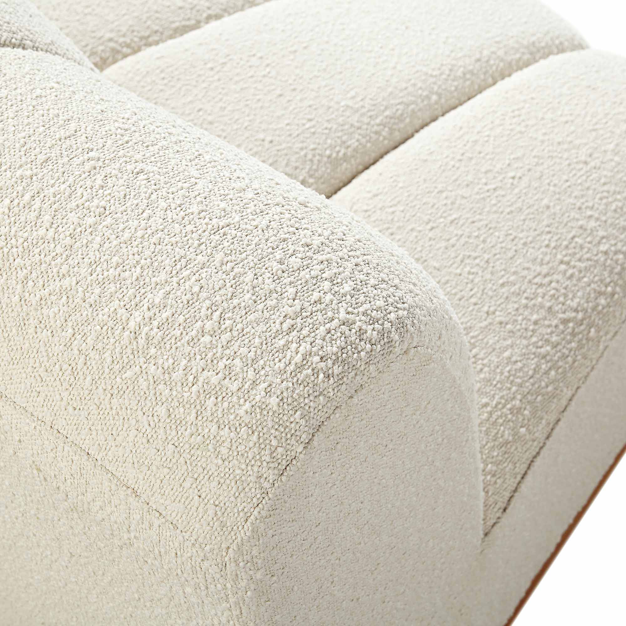 Granvia Ecru Boucle Sectional Sofa, 1-Seater Curved Sofa