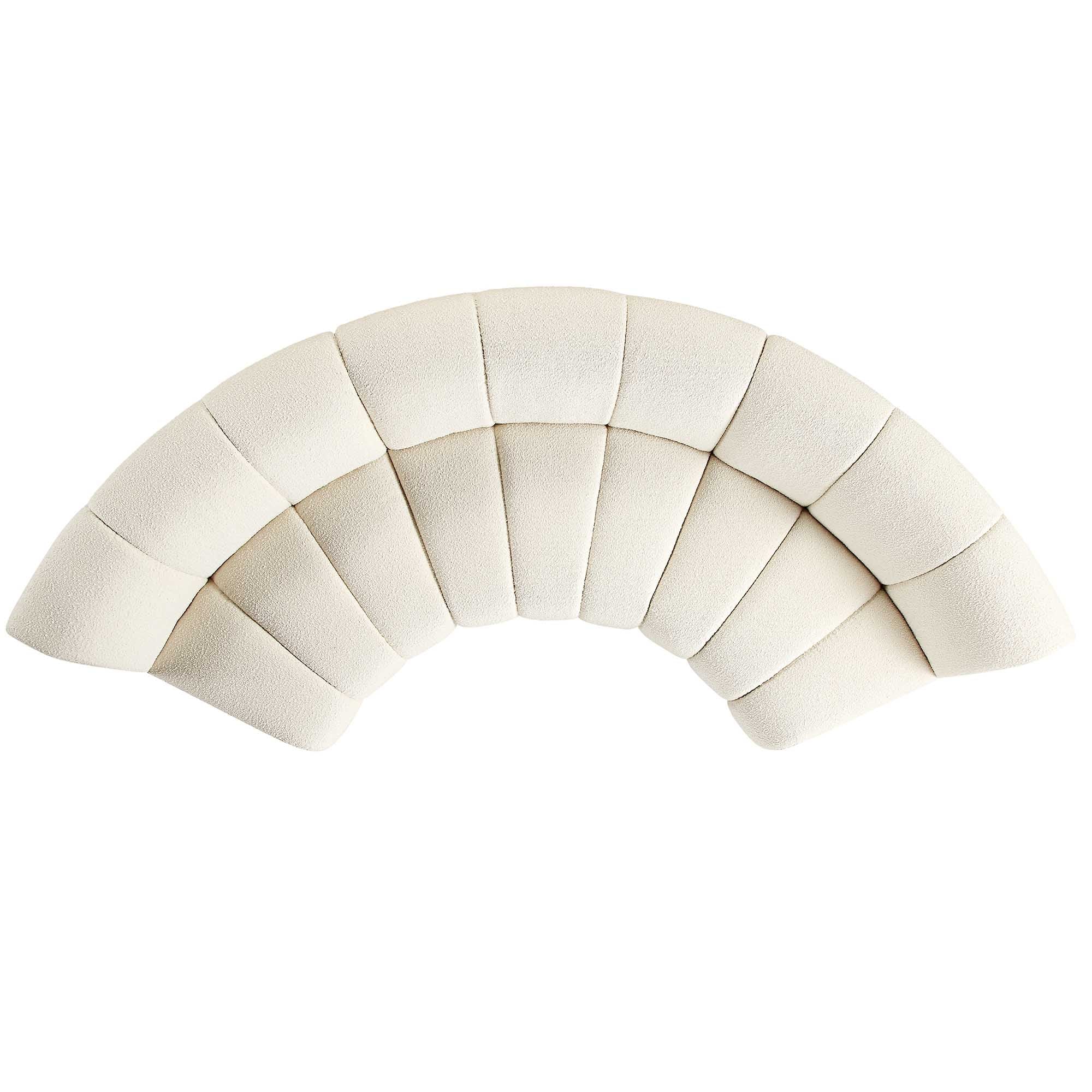 Granvia Ecru Boucle Sectional Sofa, 3-Seater Curved Sofa