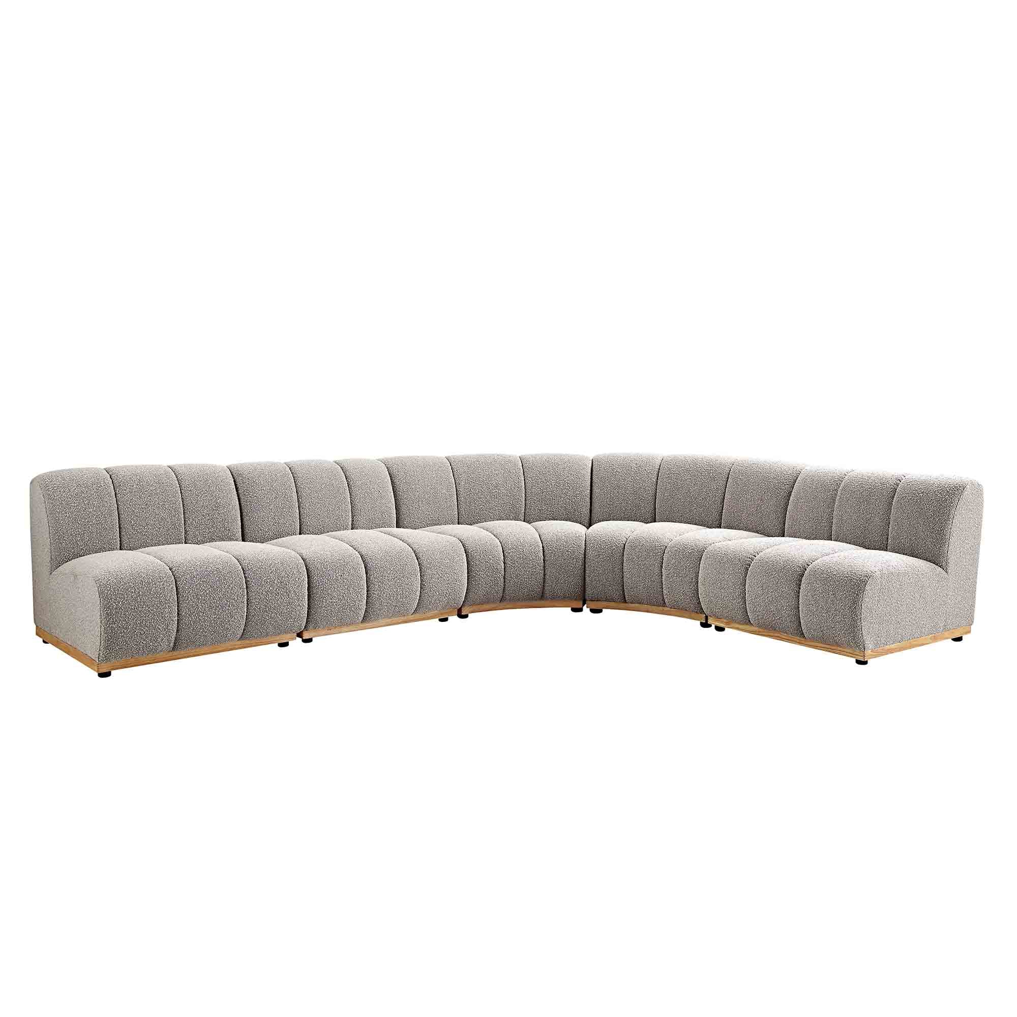Granvia Taupe Boucle Sectional Sofa, 5-Seater Grand L-Shaped Sofa