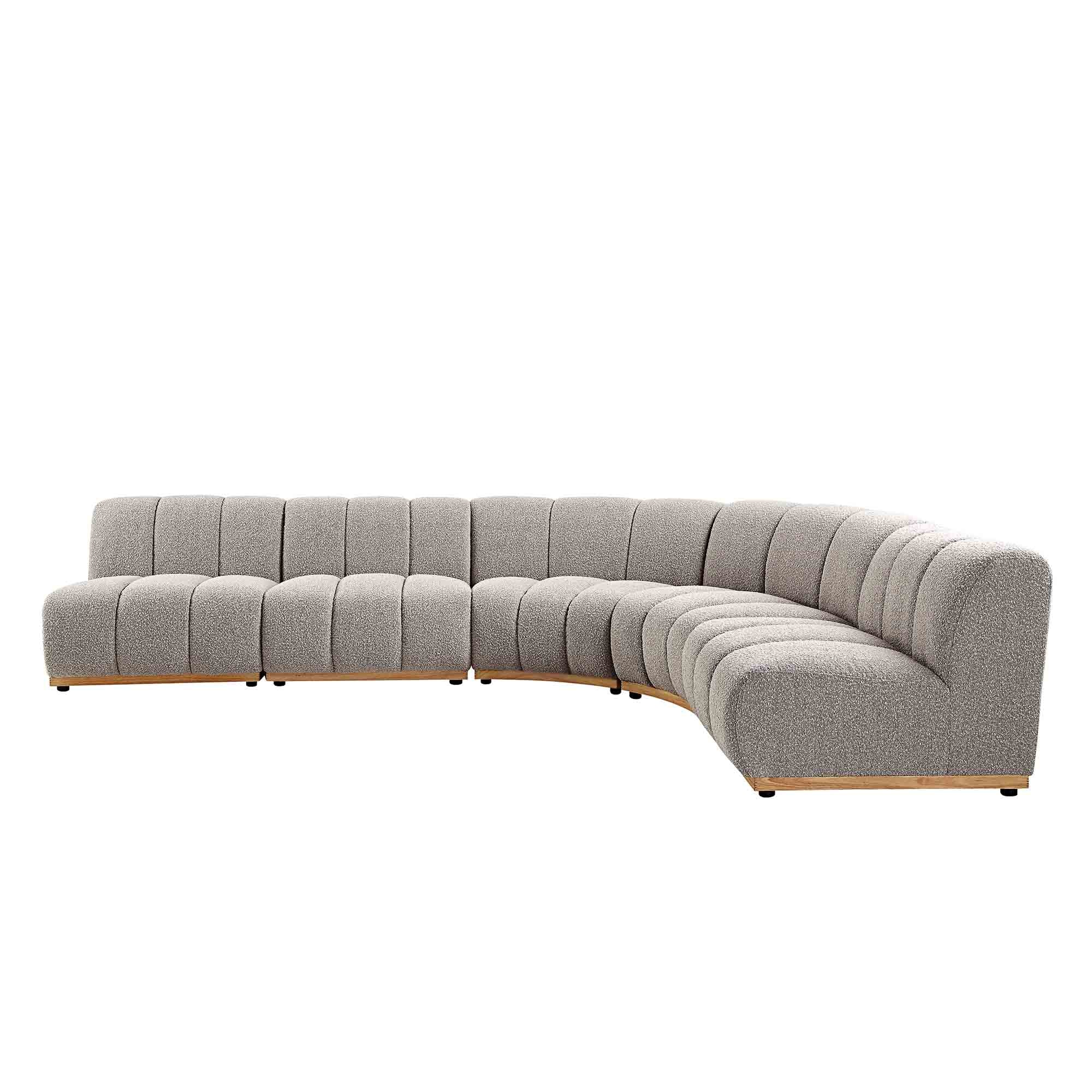 Granvia Taupe Boucle Sectional Sofa, 5-Seater Grand L-Shaped Sofa