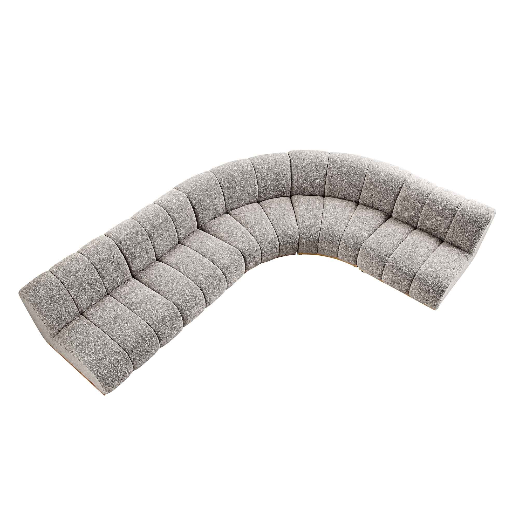 Granvia Taupe Boucle Sectional Sofa, 5-Seater Grand L-Shaped Sofa