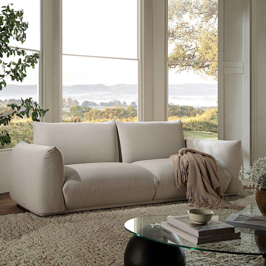 Gianni Three Seater Sofa, Beige Woven Fabric | daals.com
