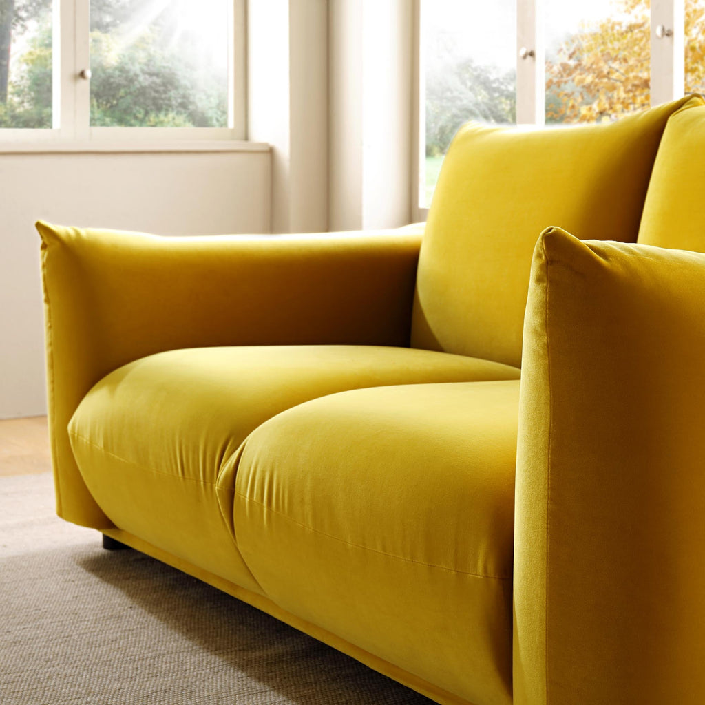 Gianni Two Seater Sofa, Goldenrod Velvet | daals.com