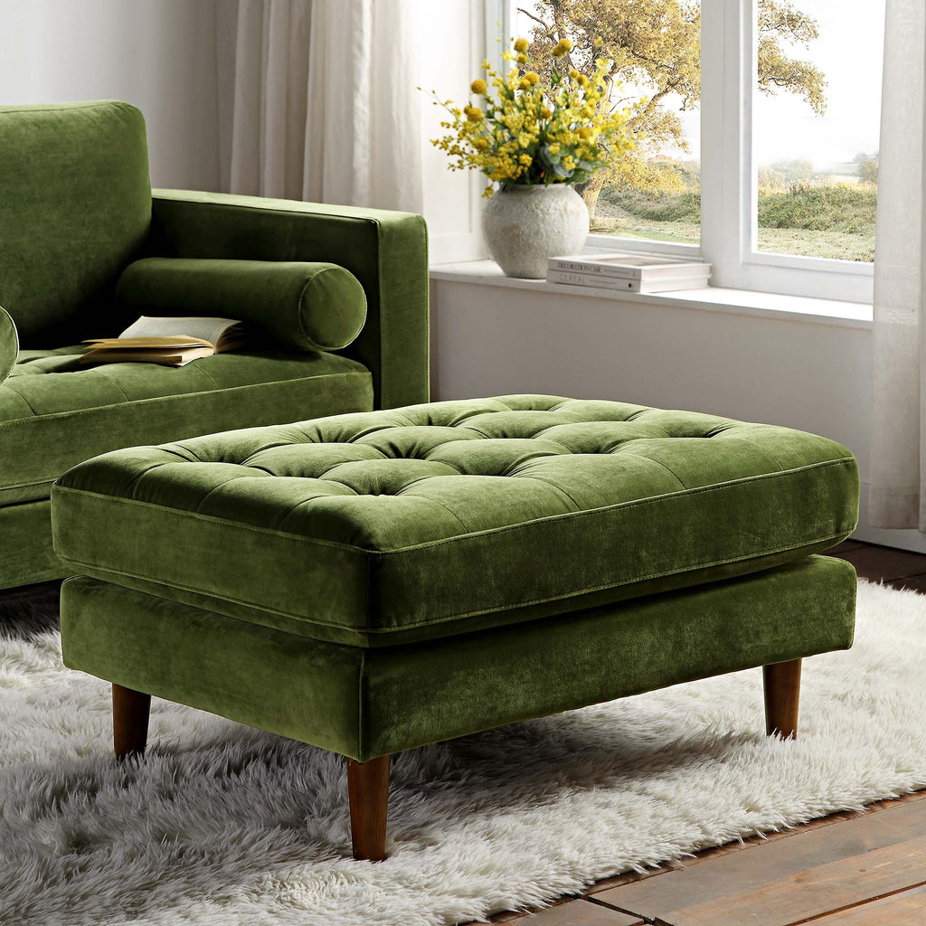 フレンチスタイル ベルベットスツール　オリーブグリーン Henrietta Ottoman, Moss Green Velvet | daals.com