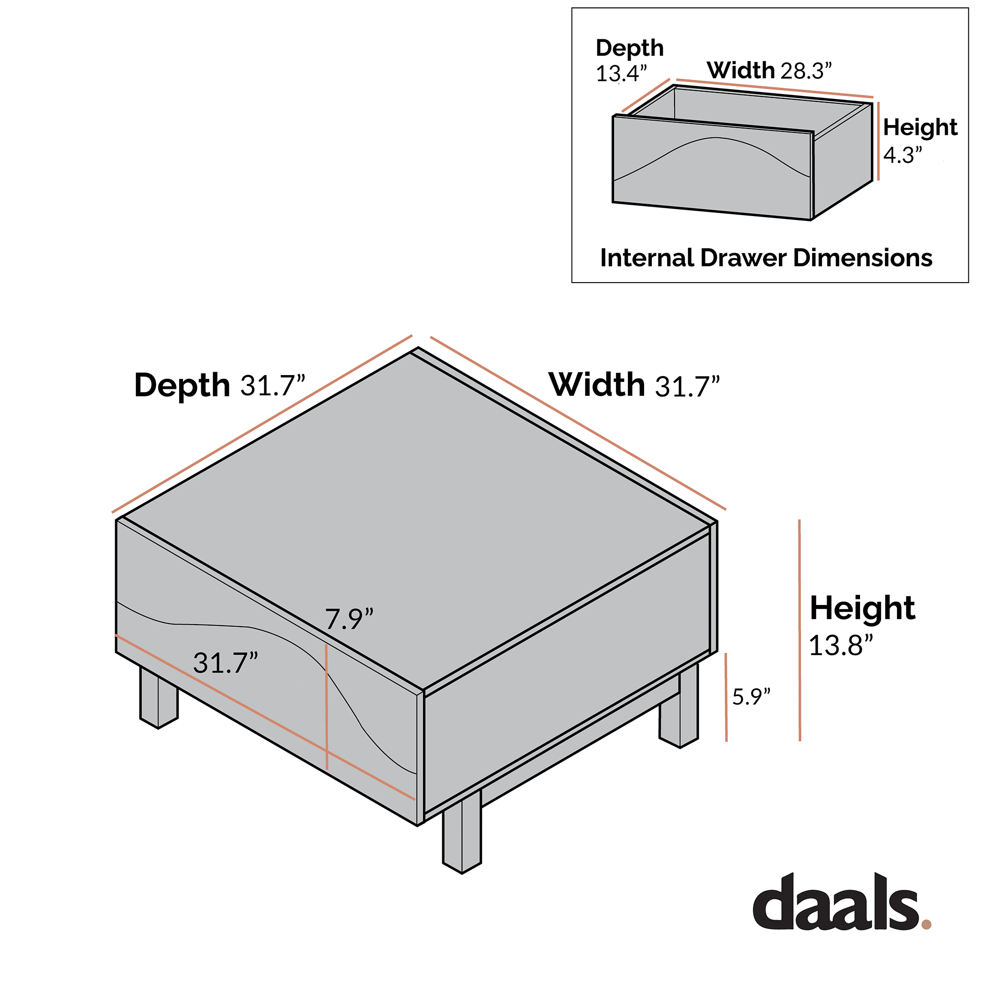 Moriko 2 Drawer Coffee Table