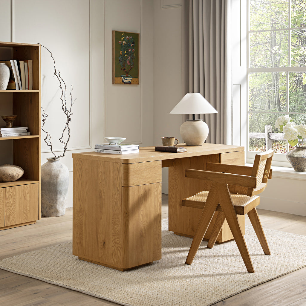 Agnes Curved Edge Desk with Storage, Natural | daals.com