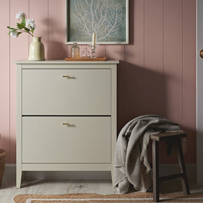 Oakham 2-Tier Shoe Cabinet, Shaded White