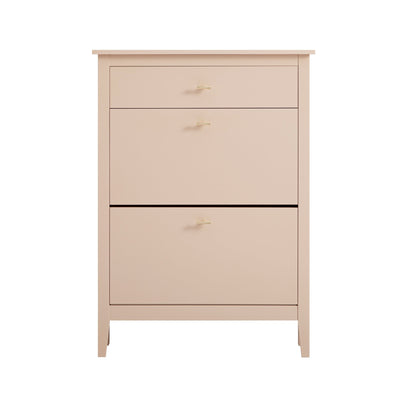 Oakham 2-Tier Shoe Cabinet with Top Drawer, Nude Pink