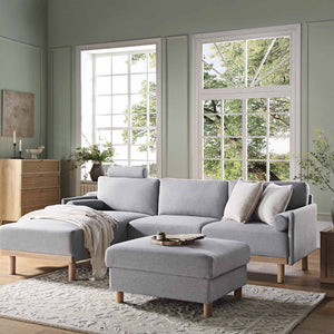 Timber Gray Marl Fabric Sofa, Large 3-Seater Chaise Sofa Left Hand Facing