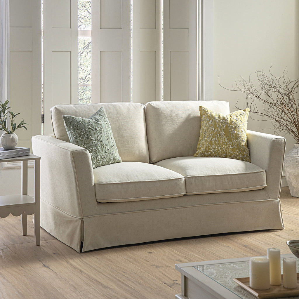 Fitz Skirted 2-Seater Sofa, Oatmeal Linen Blend | daals.com