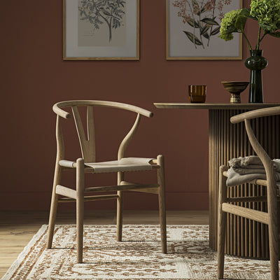 Hansel Dining Chair, Weathered Elm Frame with Light Gray Faux Leather Seat