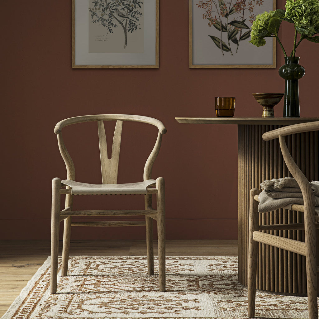 Hansel Dining Chair, Weathered Elm Frame with Light Gray Faux
