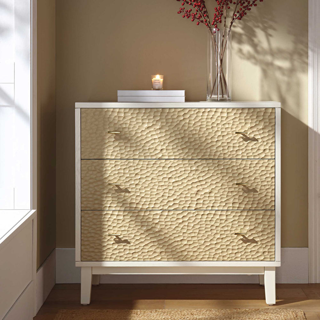 white dresser brown drawers Bianca Chip Carved 3 Drawer Dresser, Sand Beige & Ivory yellow mini dress Light Blue A-line Long offer ample storage and Color:Teal