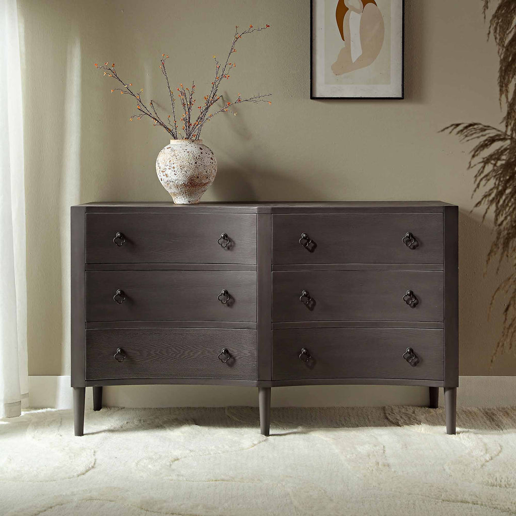 princess polly baby blue dress Thalia Concave Double Six Drawer Dresser, Silver Oak