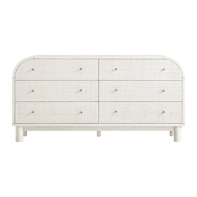 Maude 6 Drawer Dresser, Washed White Ash with Raffia