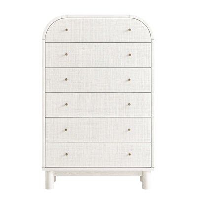Maude Tall Dresser, Washed White Ash with Raffia