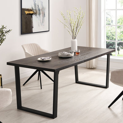 BERN 6-8 Seater Dark Oak Extending Dining Table with Metal Legs