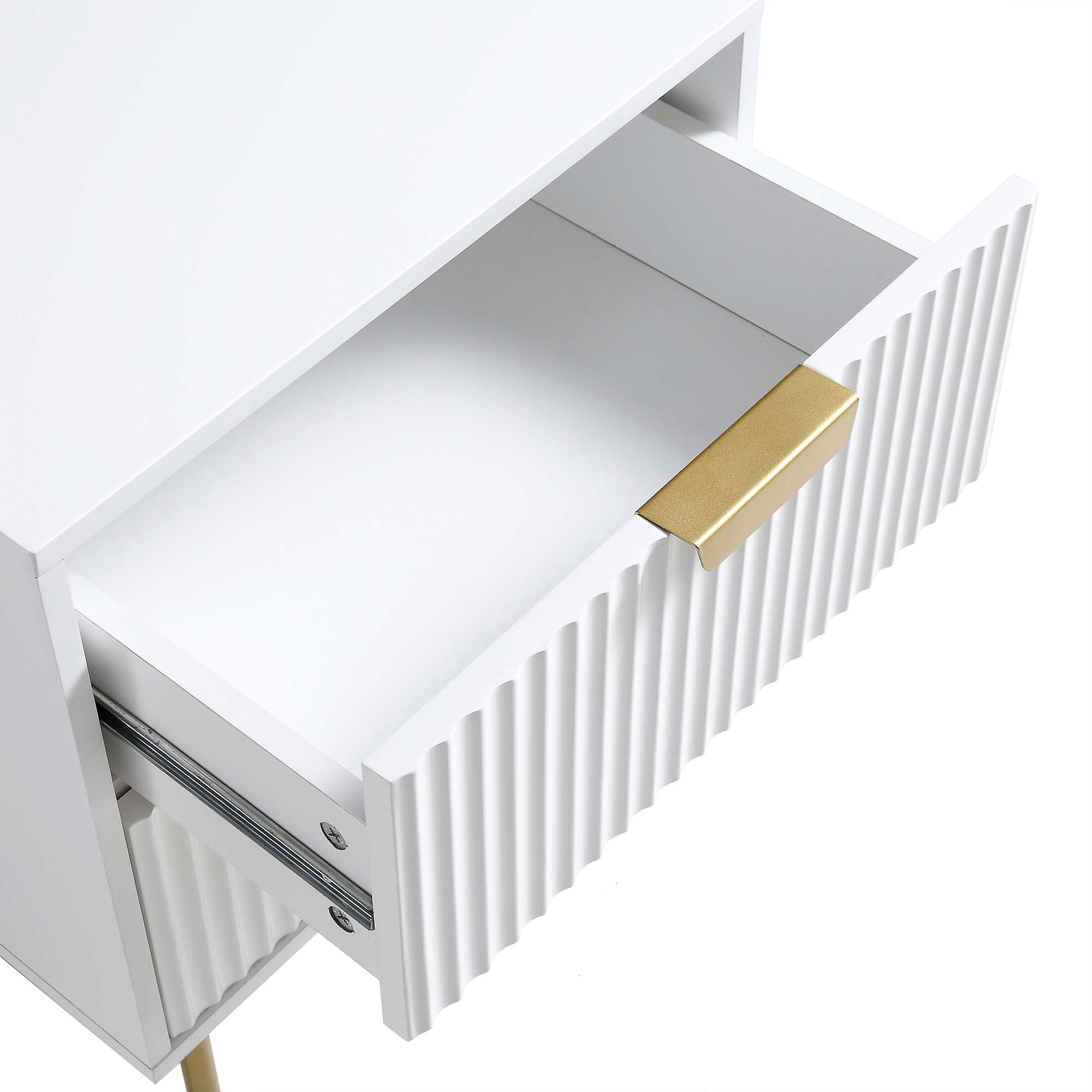 Richmond Ridged 2 Drawer Nightstand, Matte White