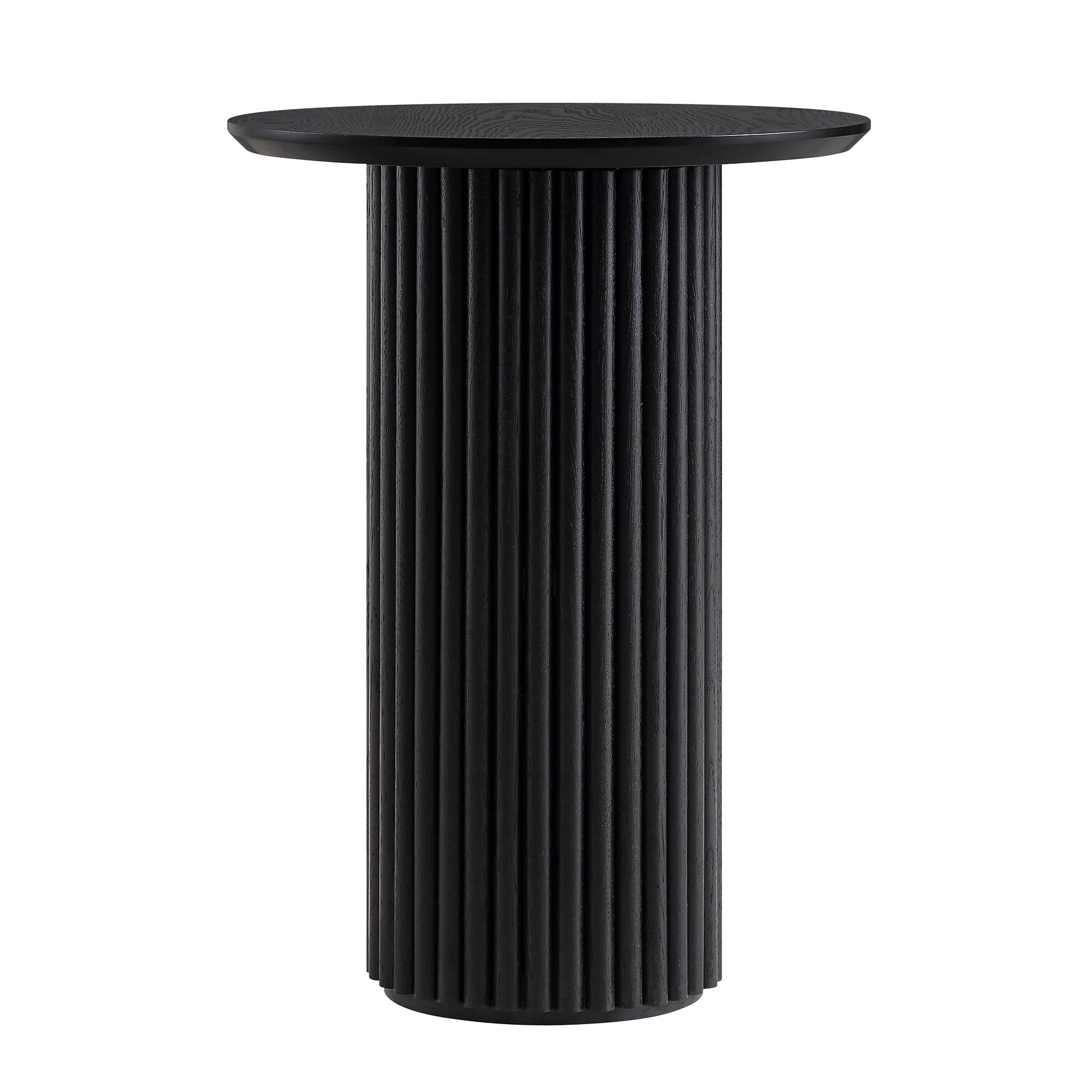 Maru Oak Round Side Table, Black