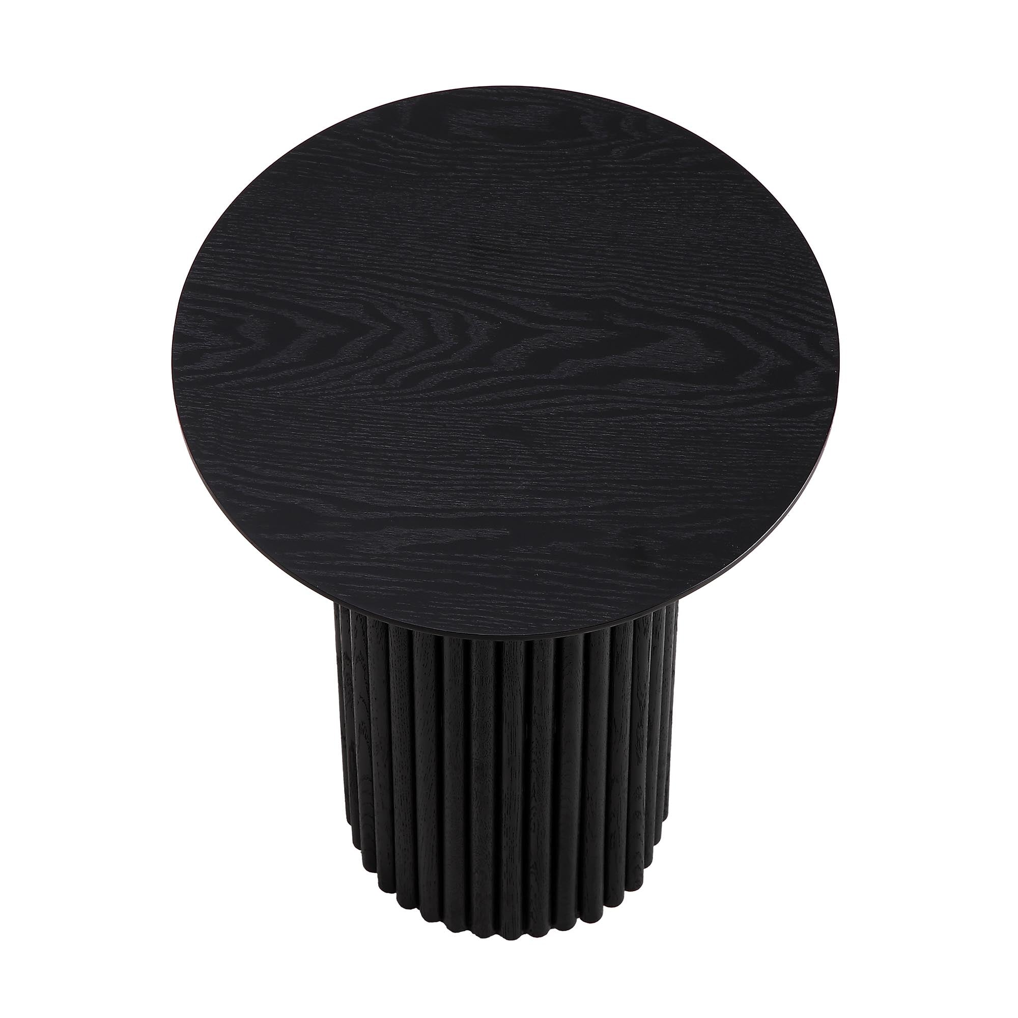 Maru Oak Round Side Table, Black