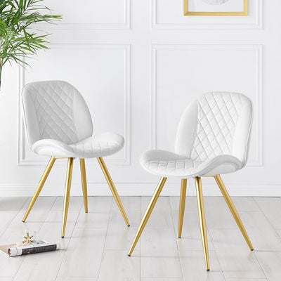 Cosford Diamond Stitch Set of 2 Dining Chairs (Cream White Velvet)