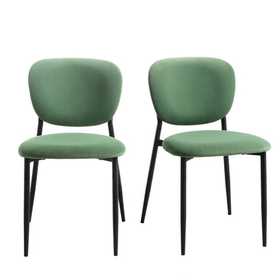 Kelmarsh Set of 2 Grass Green Velvet Upholstered Dining Chairs