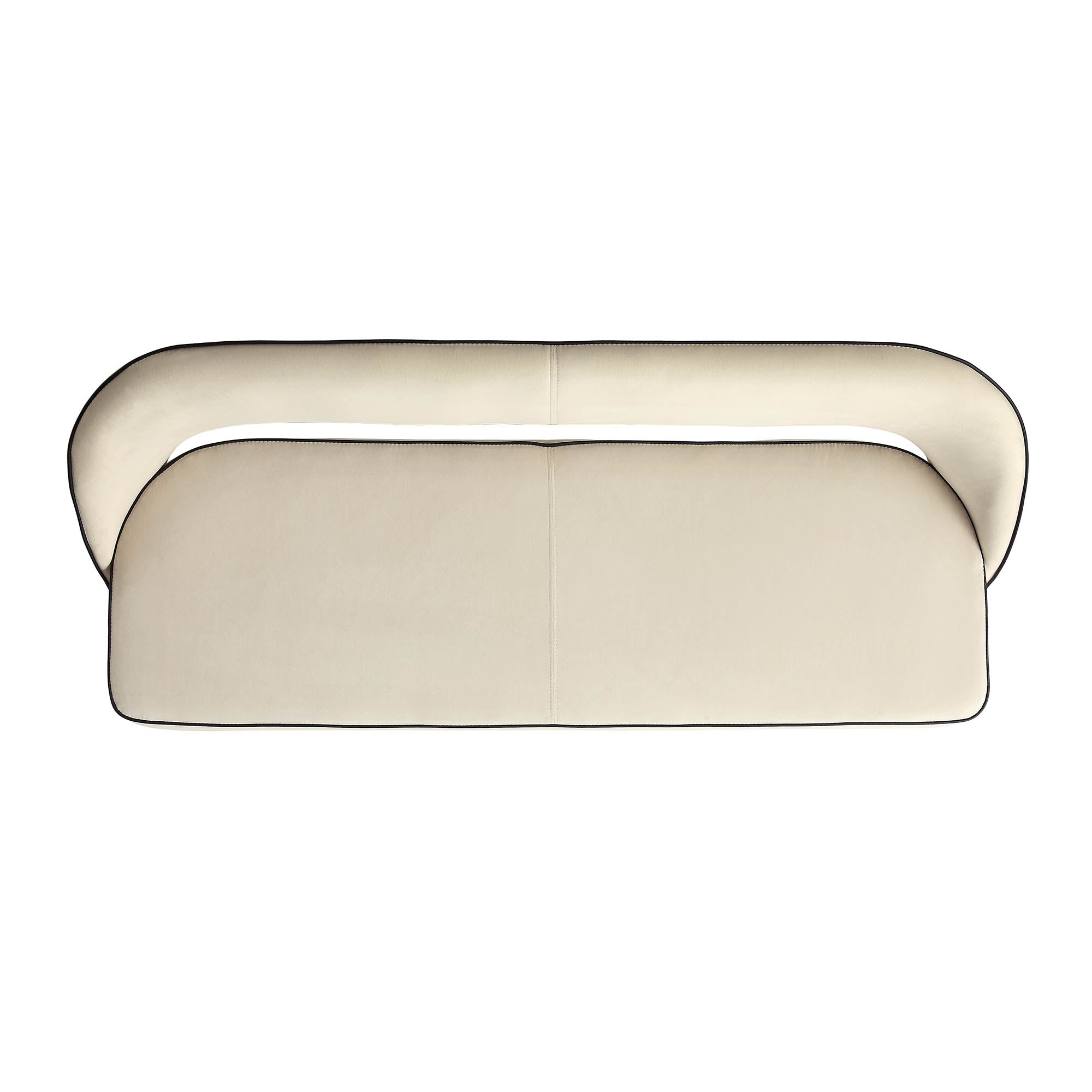 Oakley Champagne Velvet Upholstered 3 Seater Dining Bench with Contrast Piping