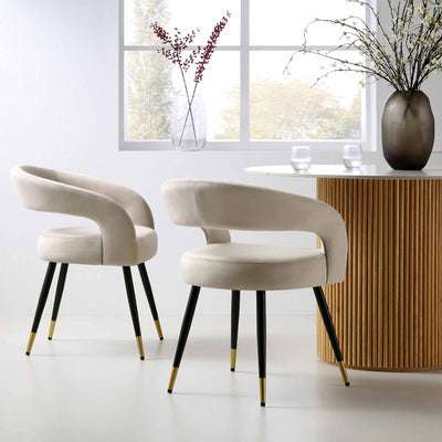 Laurel Wave Champagne Velvet Set of 2 Dining Chairs