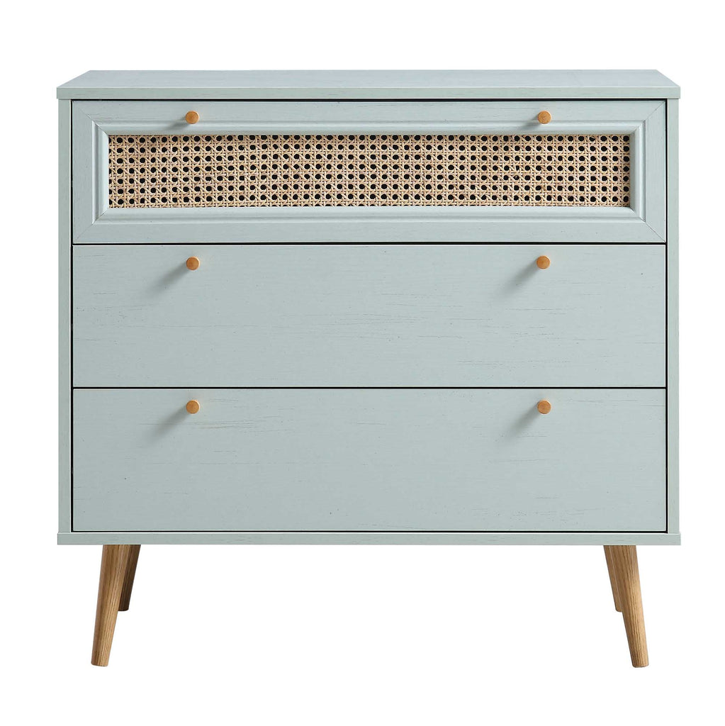 Anya Woven Rattan 3 Drawer Dresser in Mint | daals.com