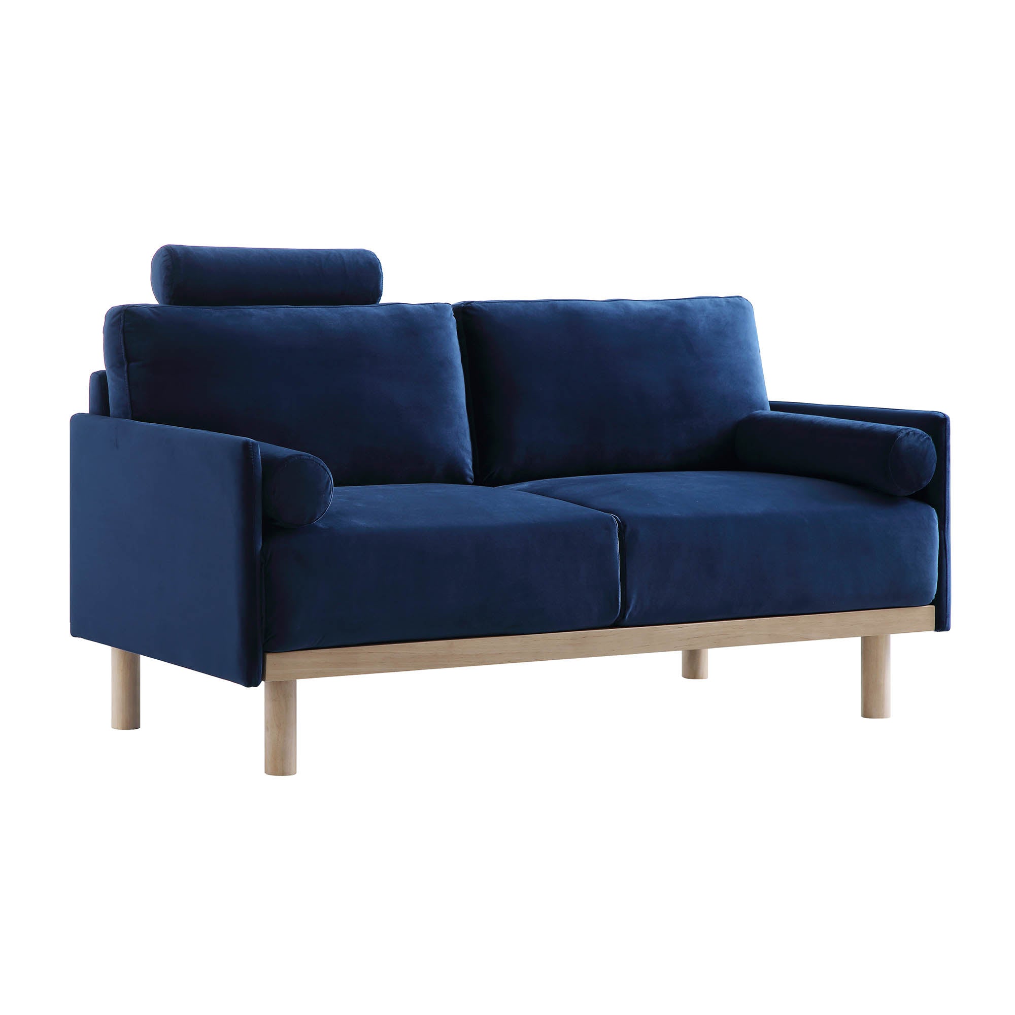 Timber Navy Blue Velvet Sofa, 2-Seater