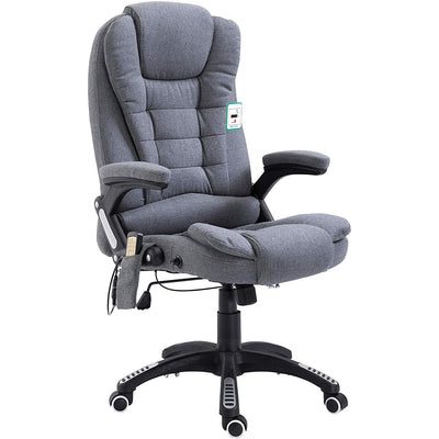 Executive Recline Padded Swivel Office Chair with Vibrating Massage Function, MM17 Gray Fabric