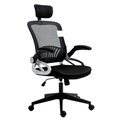Mesh High Back Extra Padded Swivel Office Chair with Head Support & Adjustable Arms, Black