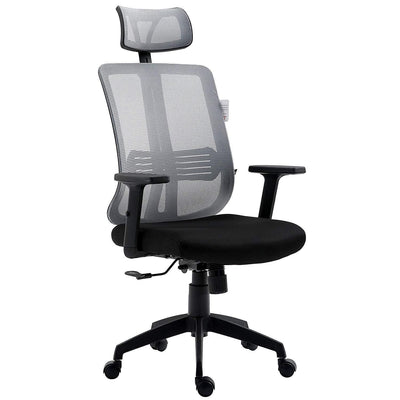 Gray Mesh High Back Executive Office Chair Swivel Desk Chair with Synchro-Tilt, Adjustable Armrest & Headrest