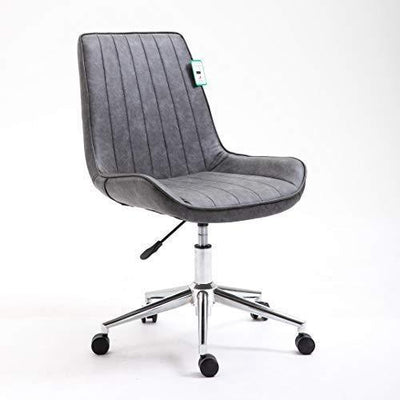 Cala Vintage Gray PU Leather Desk Chair Swivel Chair with Chrome Feet
