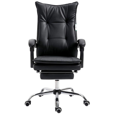 Executive Double Layer Padding Recline Office Desk Chair with Footrest, MR77 Black PU