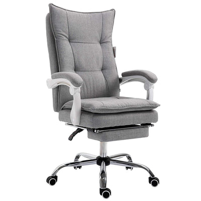 Executive Double Layer Padding Recline Office Desk Chair with Footrest, MR77 Gray Fabric