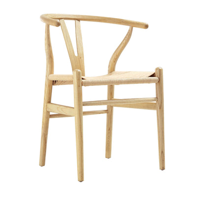 Hansel Wooden Natural Weave Wishbone Dining Chair, Natural Frame