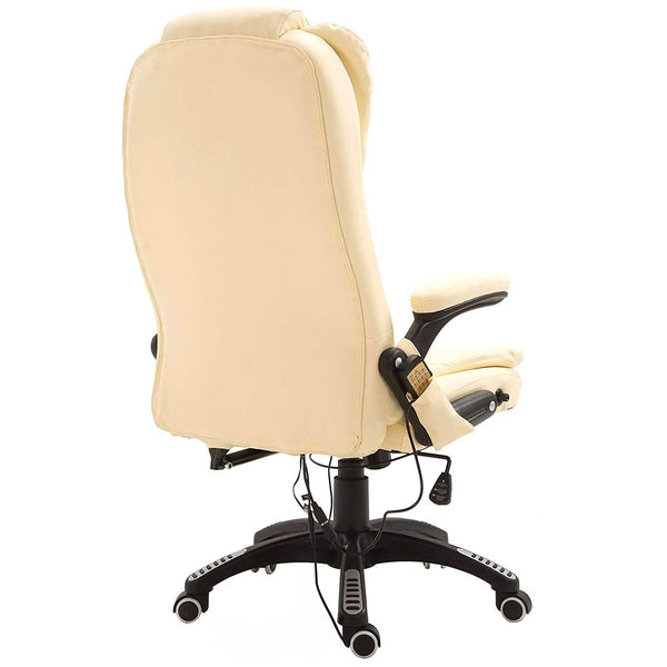Executive Recline Padded Swivel Office Chair with Vibrating Massage Function, MM17 Cream