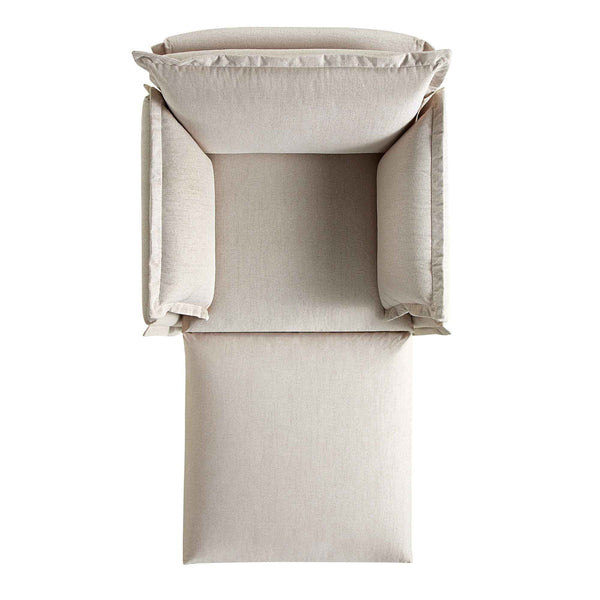 Byron Pillow Edge Beige Fabric Sectional Sofa, 1-Seater Chaise