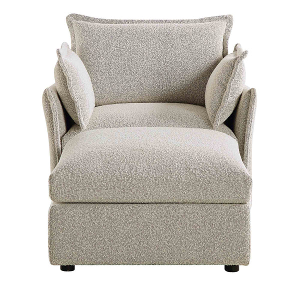 Byron Pillow Edge Mist Gray Boucle Sectional Sofa, 1-Seater Chaise
