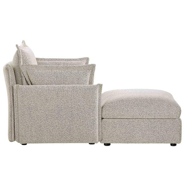Byron Pillow Edge Mist Gray Boucle Sectional Sofa, 1-Seater Chaise