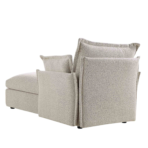 Byron Pillow Edge Mist Gray Boucle Sectional Sofa, 1-Seater Chaise