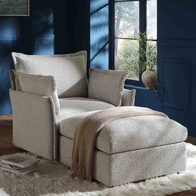 Byron Pillow Edge Mist Gray Boucle Sectional Sofa, 1-Seater Chaise