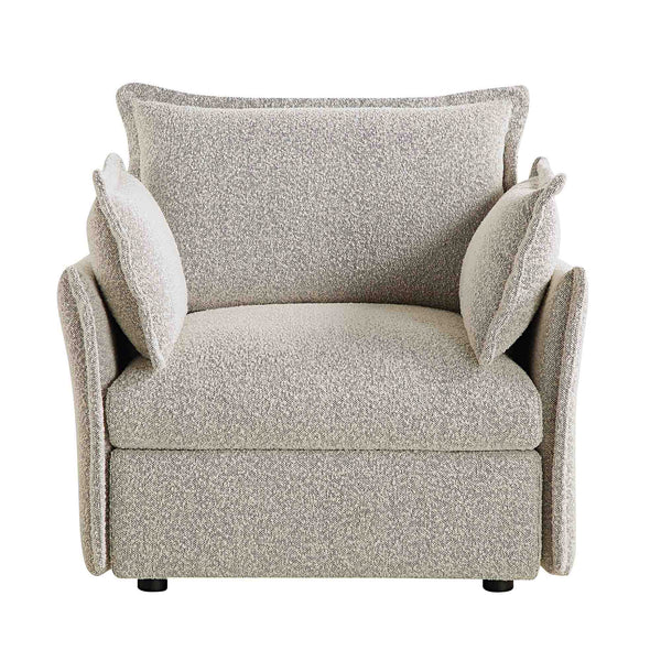 Byron Pillow Edge Mist Gray Boucle Sectional Sofa, 1-Seater