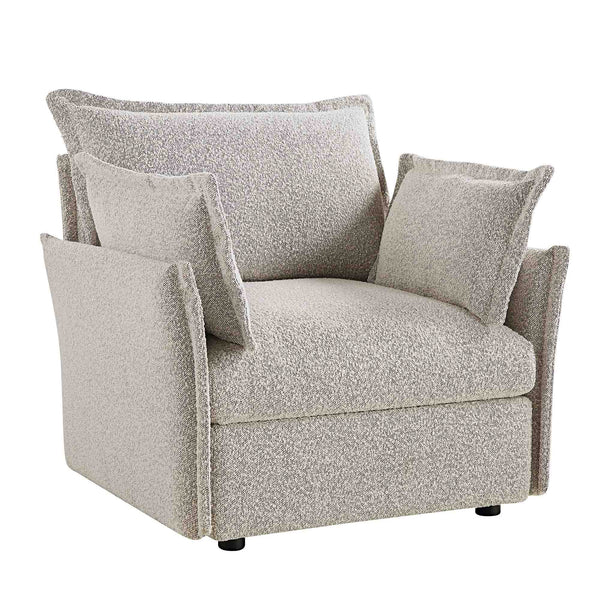 Byron Pillow Edge Mist Gray Boucle Sectional Sofa, 1-Seater
