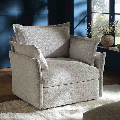 Byron Pillow Edge Mist Gray Boucle Sectional Sofa, 1-Seater