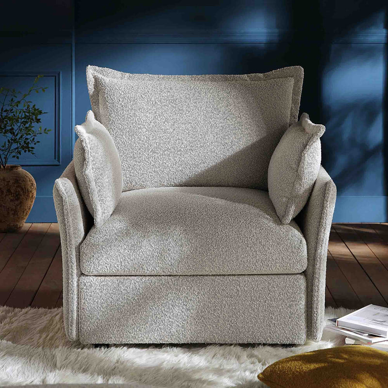 Byron Pillow Edge Mist Gray Boucle Sectional Sofa, 1-Seater